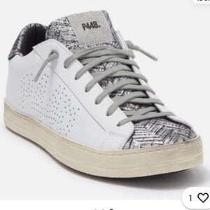 P448 Absract Print Sneakers - White and Black-Size 38 Euro, Size 8 US